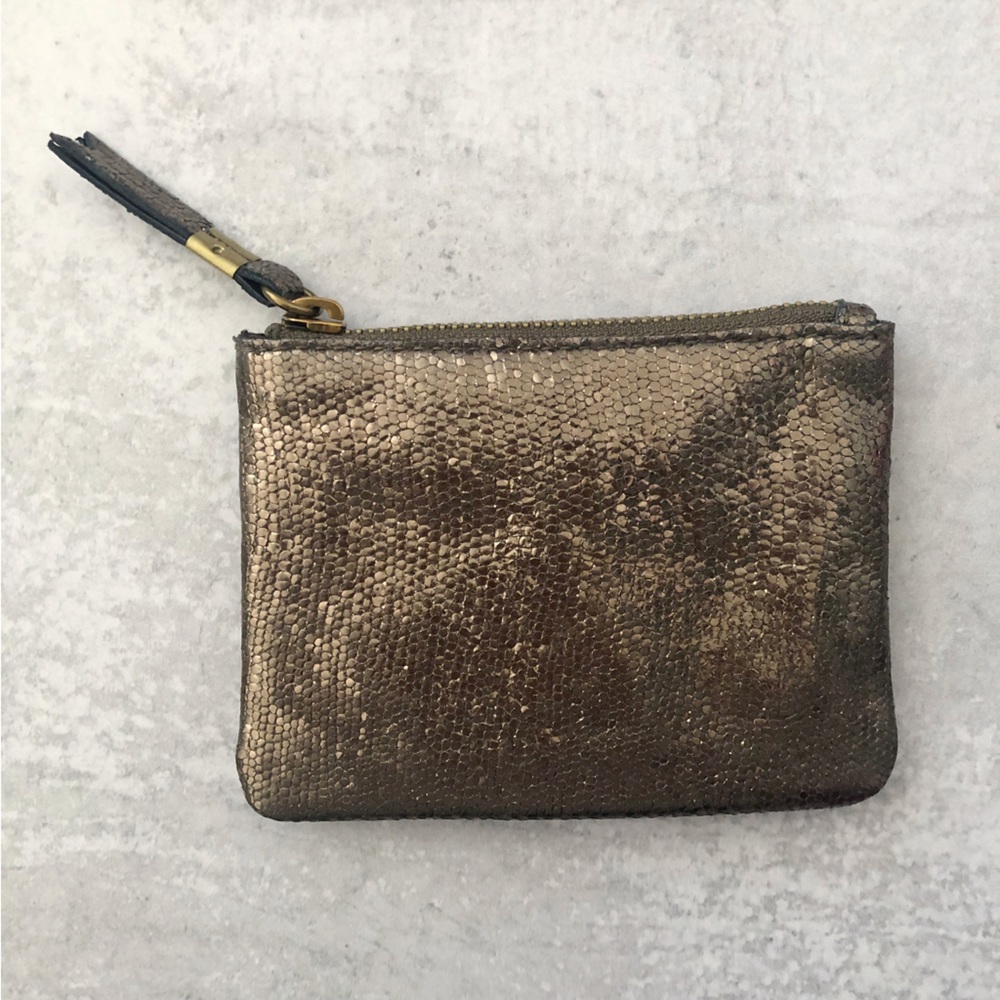 Madewell Small Zip Pouch in Metallic Leather NEW